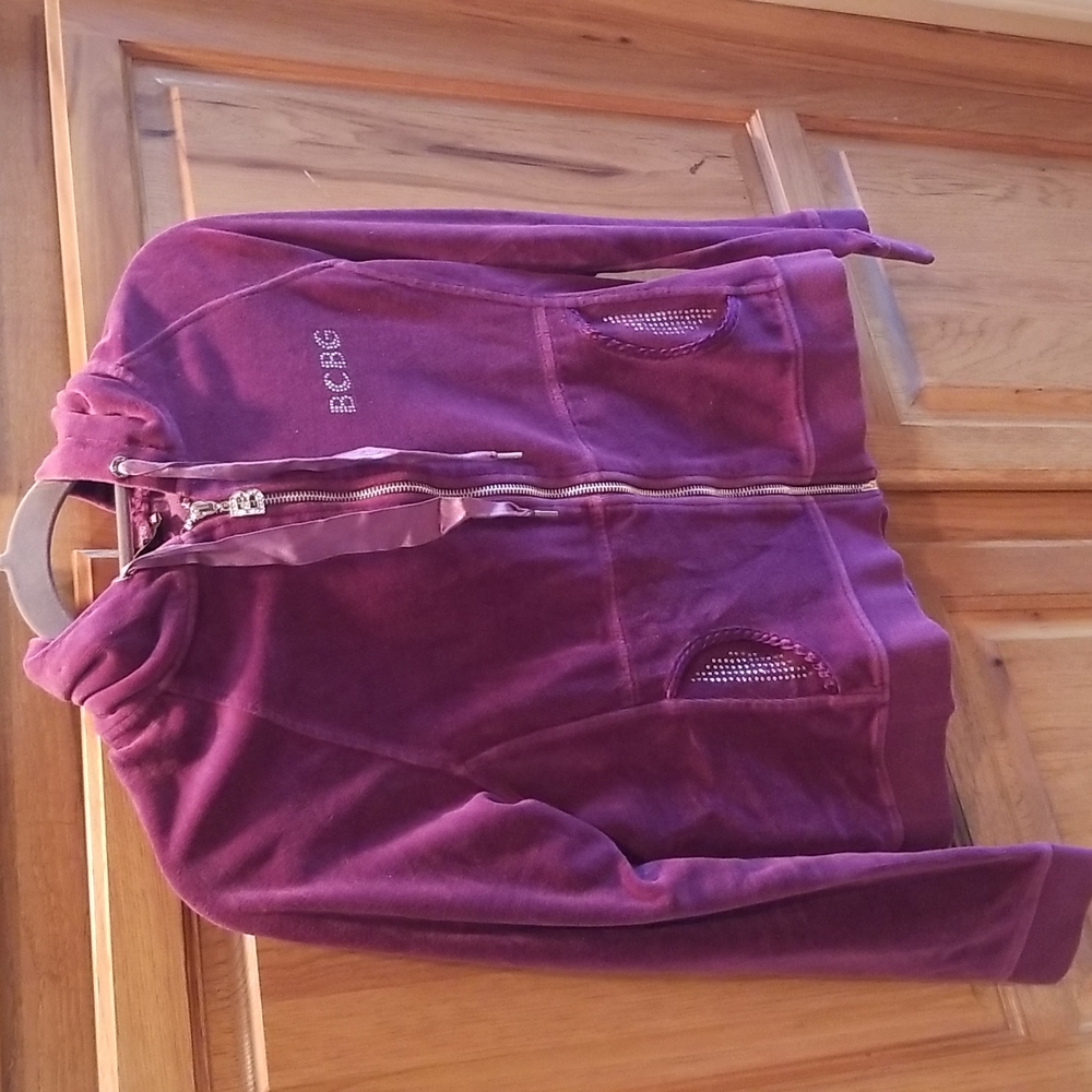 BCBG Maxazria youth large plum velour hoodie very good condition